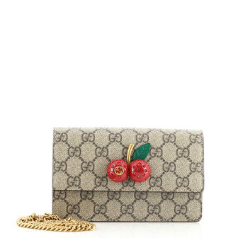 Gucci Cherries Wallet on Chain GG Coated Canvas Mini