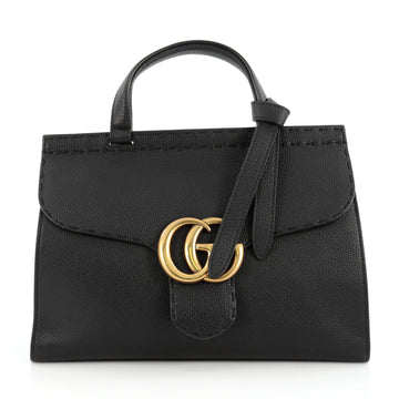 Gucci Marmont Top Handle Bag Leather Small Black