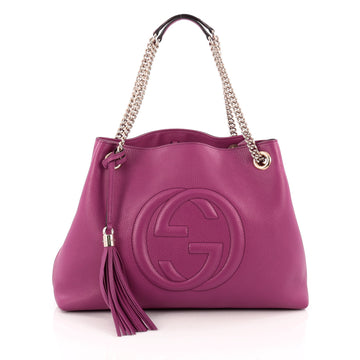 Gucci Soho Shoulder Bag Chain Strap Leather Medium Purple