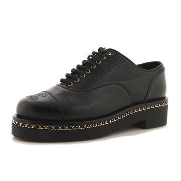 Chanel Women's CC Cap Toe Chain Around Oxfords Shiny Crumpled Lambskin