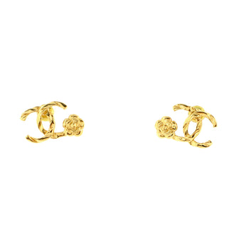 Chanel CC Camellia Stud Earrings Metal