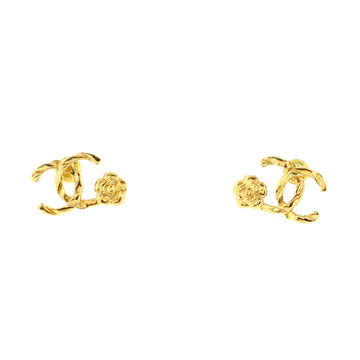 Chanel CC Camellia Stud Earrings Metal