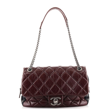 Chanel Portobello Flap Bag Quilted Aged Calfskin with Tweed Jumbo