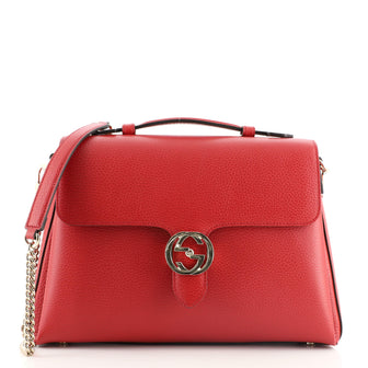 Gucci Interlocking Top Handle Bag (Outlet) Leather Medium