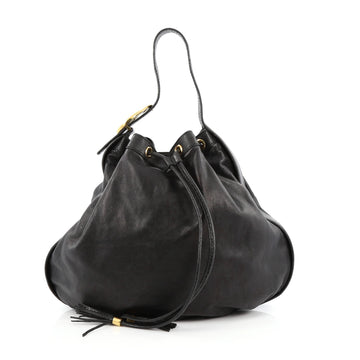 Gucci Interlocking Icon Drawstring Hobo Leather Medium black