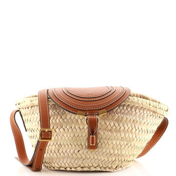 Chloe Marcie Basket Bag Raffia and Leather Small