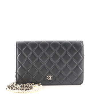 Chanel Pearl Strap Wallet on Chain Quilted Iridescent Lambskin