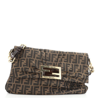 Fendi Mia Flap Crossbody Bag Zucca Canvas Medium