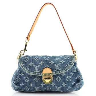 Louis Vuitton Pleaty Handbag Denim Mini