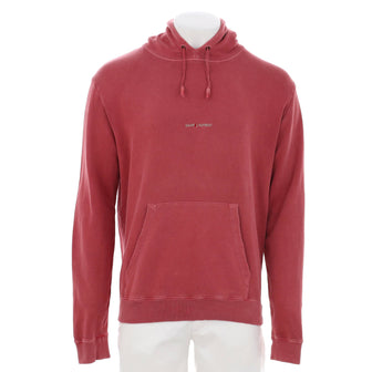 Saint Laurent Men's Logo Print Hoodie Cotton