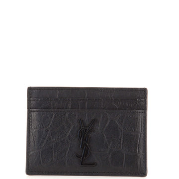 Saint Laurent Classic Monogram Card Holder Crocodile Embossed Leather