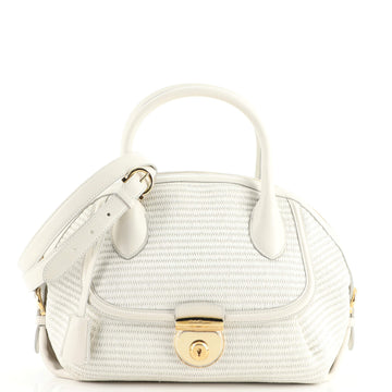 Salvatore Ferragamo Fiamma Satchel Woven Raffia Small