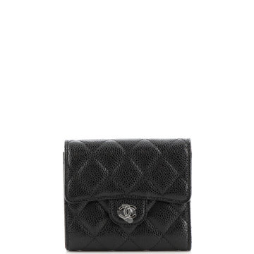 Chanel CC Compact Classic Flap Wallet Quilted Caviar