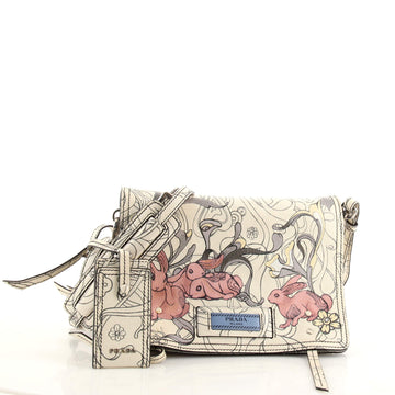 Prada Etiquette Flap Bag Printed Leather Small