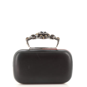Alexander McQueen Embellished Handle Box Clutch Leather