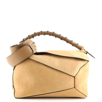 Loewe Puzzle Edge Bag Crocodile Embossed Nubuck Medium