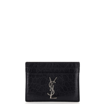 Saint Laurent Classic Monogram Card Holder Crocodile Embossed Leather