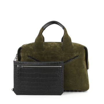 Alexander Wang Rogue Satchel Suede with Crocodile green