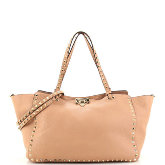Valentino Rockstud Tote Pebbled Leather Medium