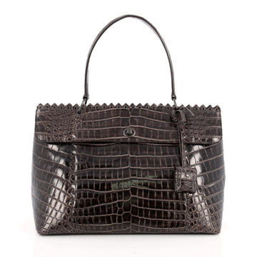 Bottega Veneta Tie-Dye Tiina Bag Crocodile Large Brown