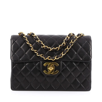 Chanel Vintage Classic Single Flap Bag Quilted Lambskin Jumbo