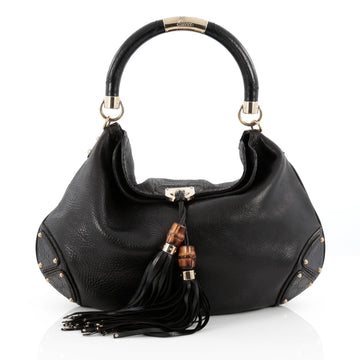Gucci Indy Hobo Leather Large Black