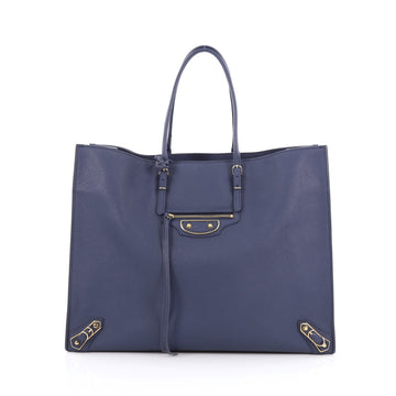 Balenciaga Papier A4 Classic Studs Metallic Edge Handbag Leather blue