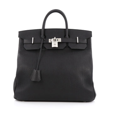 Hermes Birkin HAC Handbag Black Fjord with Palladium Hardware 40 black