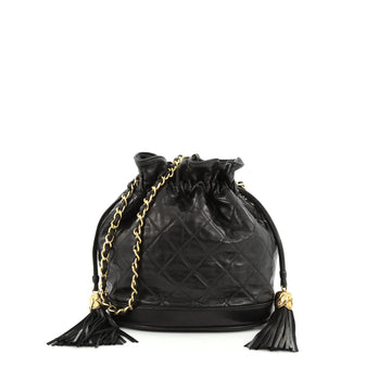 Chanel Vintage Drawstring Bucket Bag Quilted Lambskin Small