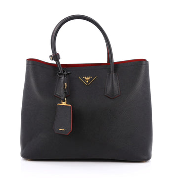 Prada Cuir Double Tote Saffiano Leather Medium black