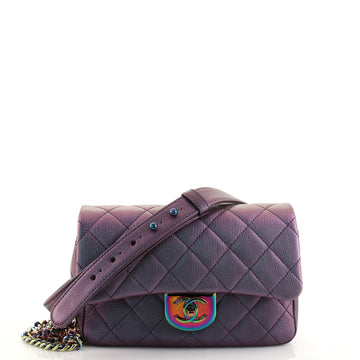 Chanel Double Carry Chain Waist Bag Quilted Iridescent Goatskin Small