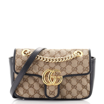 Gucci GG Marmont Flap Bag Diagonal Quilted GG Canvas Mini