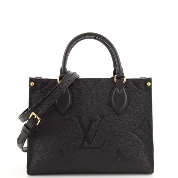 LOUIS VUITTON Onthego GM Monogram Empreinte Leather Tote Bag Black - H