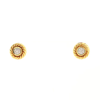David Yurman Cookie Cable Stud Earrings 18K Yellow Gold with Diamonds