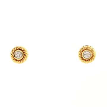 David Yurman Cookie Cable Stud Earrings 18K Yellow Gold with Diamonds