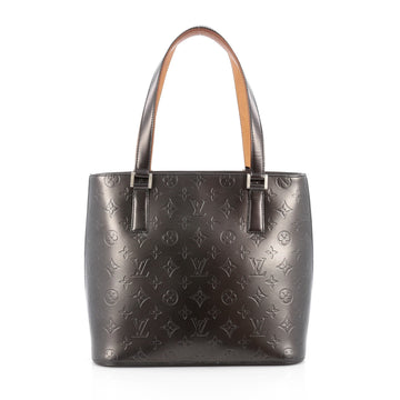 Louis Vuitton Mat Stockton Handbag Monogram Vernis gray