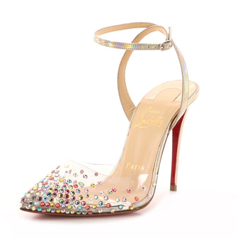 Christian Louboutin Women's Spikaqueen Slingback Pumps Embellished PVC and Leather