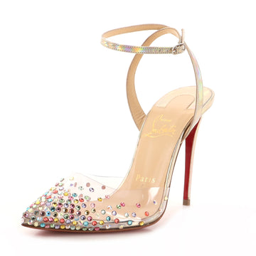 Christian Louboutin Women's Spikaqueen Slingback Pumps Embellished PVC and Leather