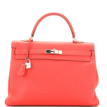 Hermes Kelly Handbag Orange Togo with Palladium Hardware 35