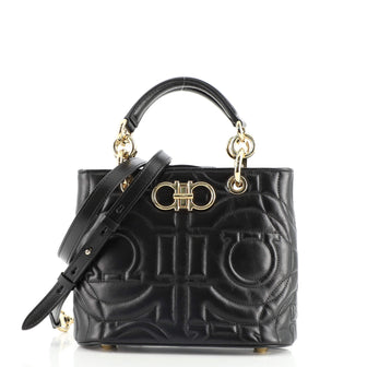 Salvatore Ferragamo Gancini Convertible Tote Quilted Leather Small
