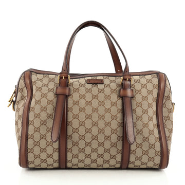 Gucci Lady Web Boston Bag GG Canvas Medium Brown