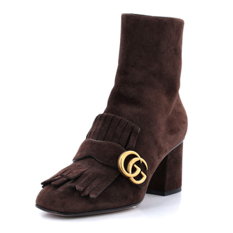 Gucci Women's GG Marmont Fringed Boots Suede
