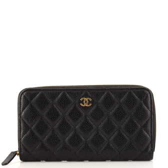 Chanel Zip Around Wallet Quilted Caviar Long