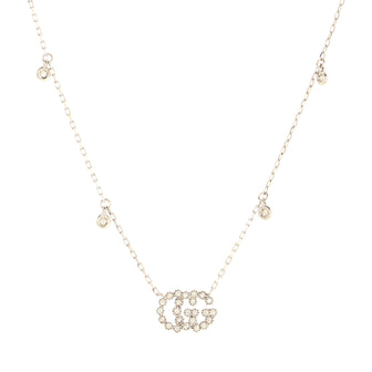 Gucci GG Running Station Necklace 18K White Gold and Diamonds