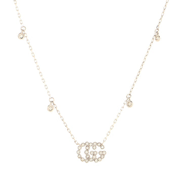 Gucci GG Running Station Necklace 18K White Gold and Diamonds