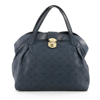 Louis Vuitton Cirrus Handbag Mahina Leather MM Blue