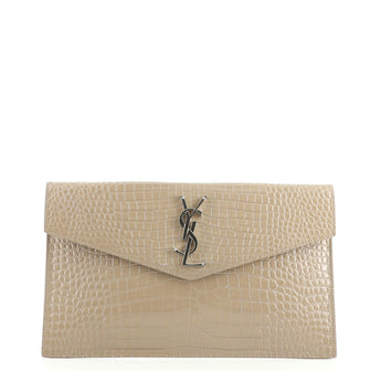 Saint Laurent Uptown Pouch Crocodile Embossed Leather