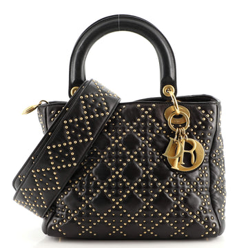 Christian Dior Supple Lady Dior Bag Cannage Studded Lambskin Medium