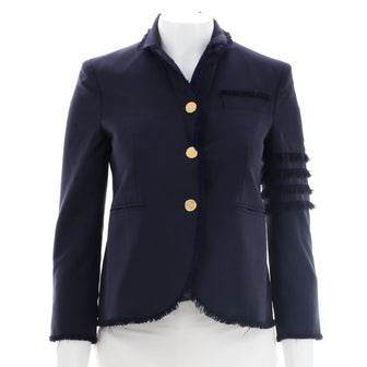 Thom Browne Women's Frayed Button Jacket Wool Blend