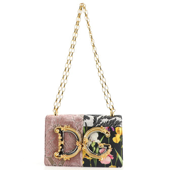 Dolce & Gabbana DG Girls Flap Bag Patchwork Jacquard with Snakeskin Small